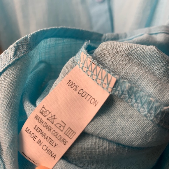 Light Blue button up Cotton Shirt - Picture 3 of 3